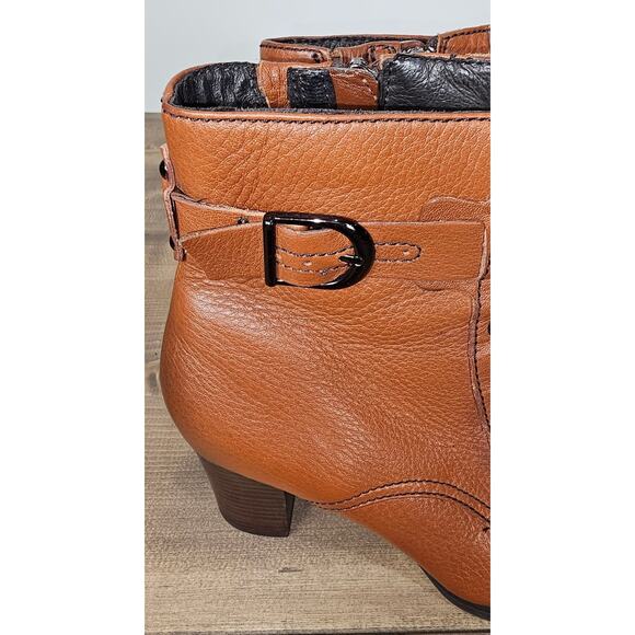 Clarks leather lace up boots ladies size 7.5M caramel brown  side zip - Picture 11 of 12